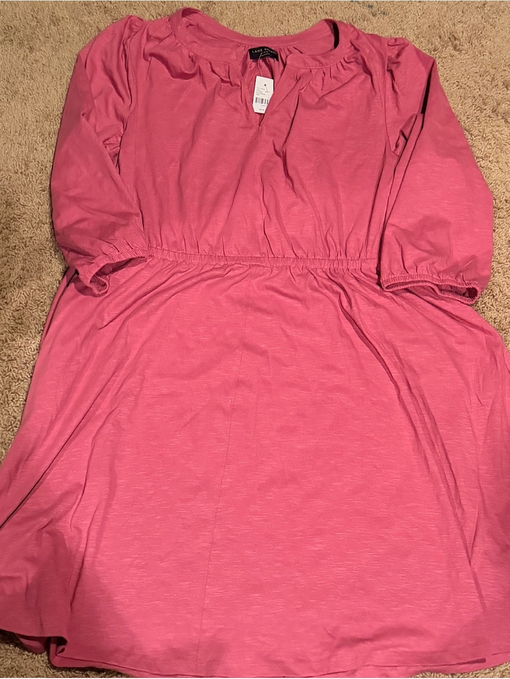 Lane Bryant Rose Pink Gathered-Waist Knit Dress